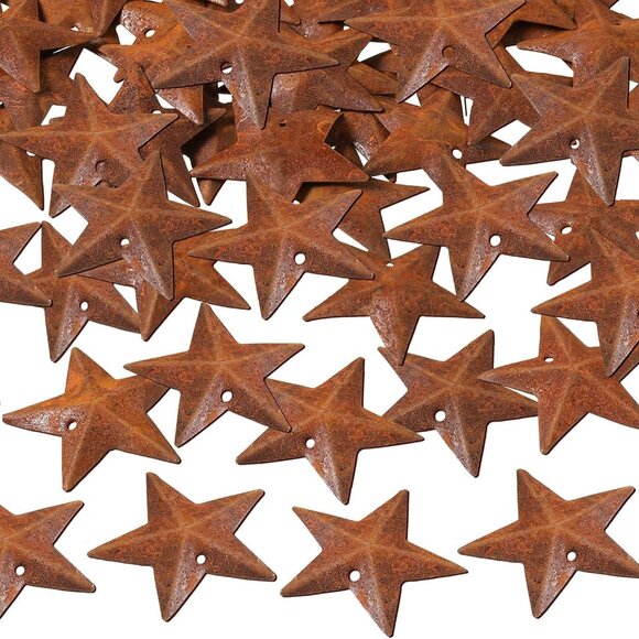 Other - 52 Pieces Metal Rusty Barn Star for Crafts with Holes 1.18 Inch Antique Primitiv